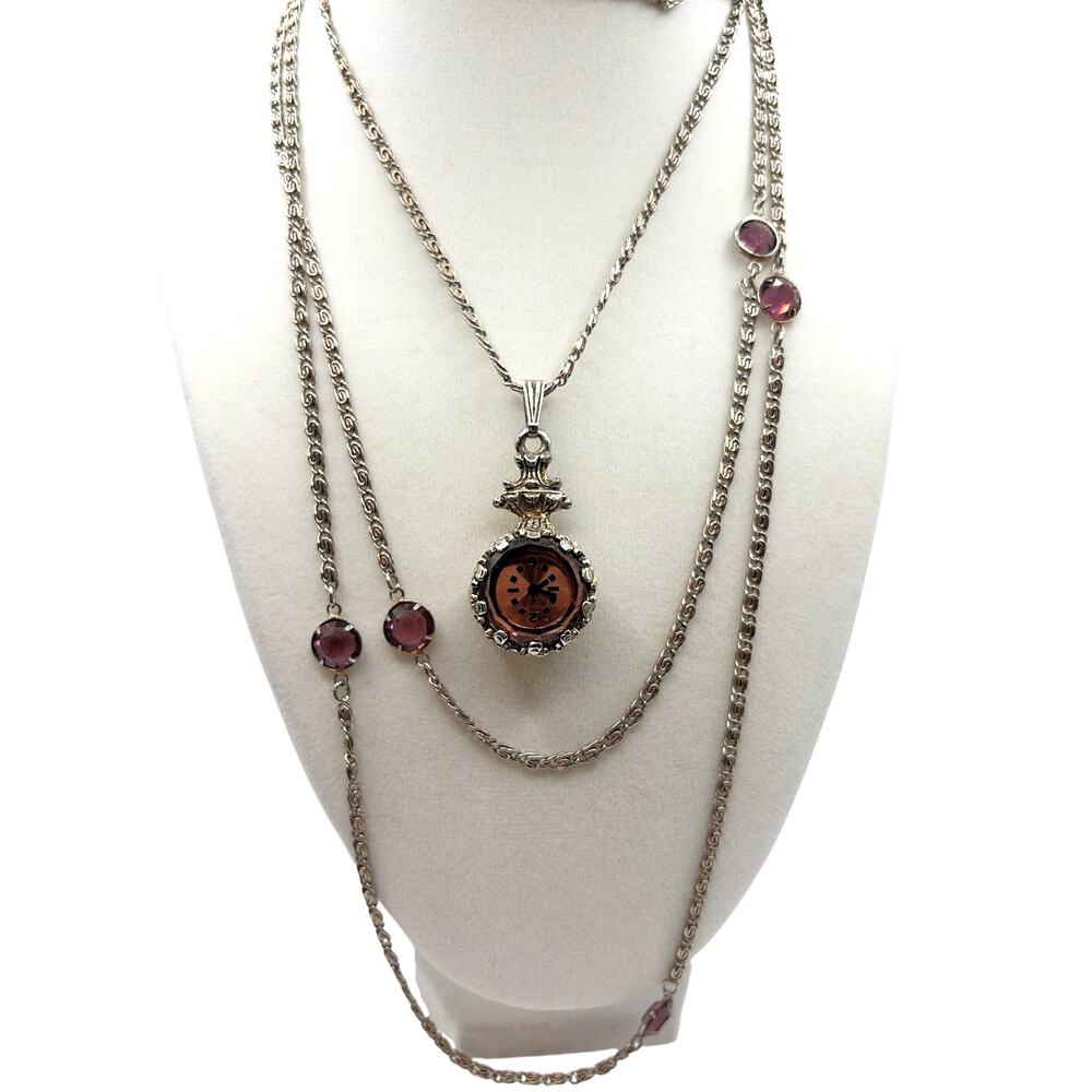Alsta Watch Pendant Multilayer Extra Large Necklace 22-30" Needs New Battery